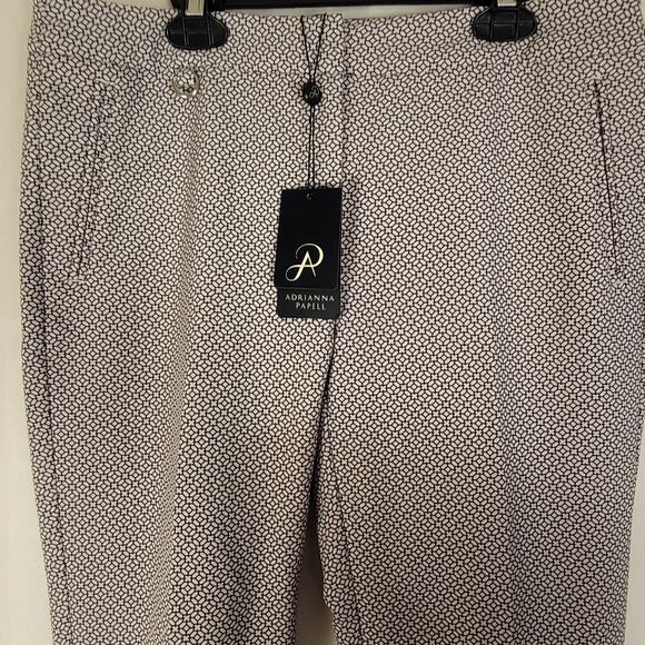 New Adrianna Papell Kate ivory black mosaic geometric print trouser pant size 6 - Picture 5 of 11